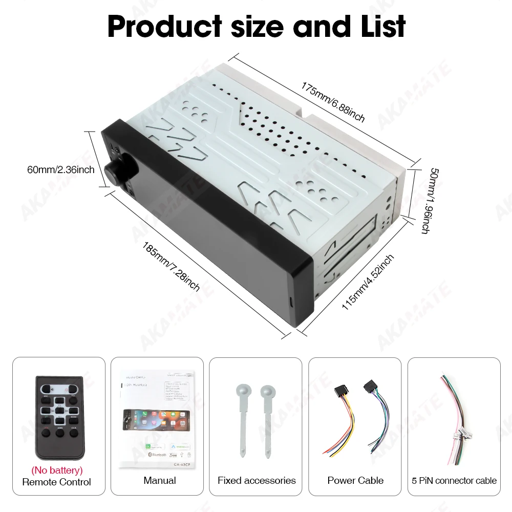 6.5 بوصة راديو السيارة السلكية Carplay أندرويد السيارات ميرورلينك AUX EQ بلوتوث IPS HD USB نوع-C شحن مشغل وسائط متعددة 1Din #6
