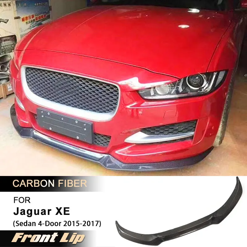 Car Front Bumper Lip Spoiler for Jaguar XE Sedan 4-Door 2015-2017 Racing Front Lip Chin Apron Protector Carbon Fiber / FRP Black