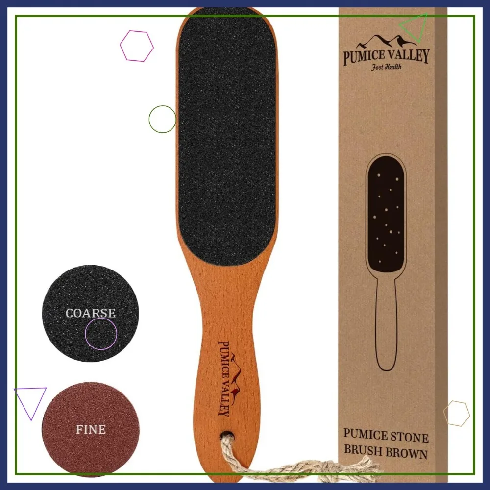 

Pumice Stone Foot File - Wooden Pedicure Scrubber for Callus & Dead Skin Removal, Heel Scraper for Feet, Hands & Body
