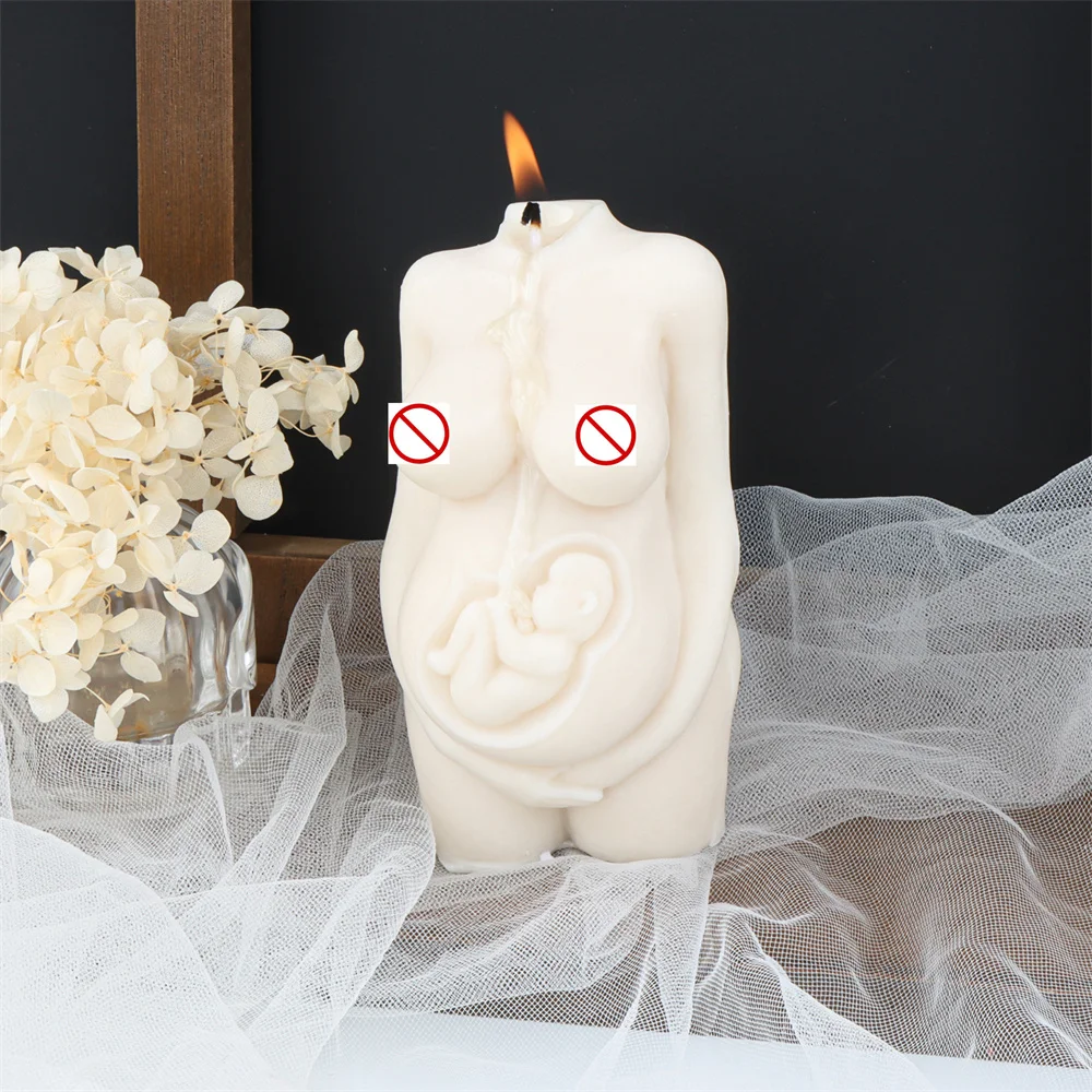 Mother Day Decor Pregnant Woman Candle Mold Silicone Childbirth Female Sculpture Tool Natal Maternity Body DIY Epoxy Resin Mould