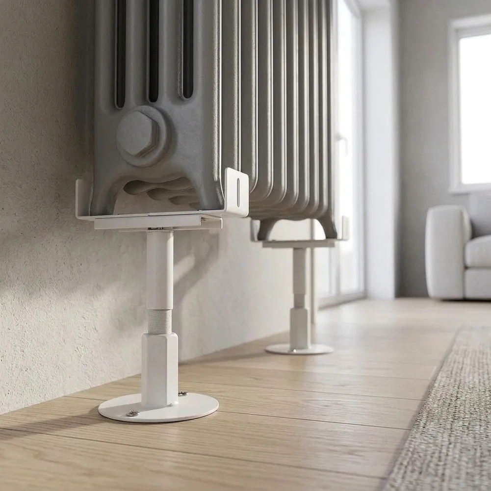 2pcs for Adjustable White Aluminum Radiator Brackets Height 8 13cm to 21 26cm Width 3-22cm for Cast Iron For Heaters