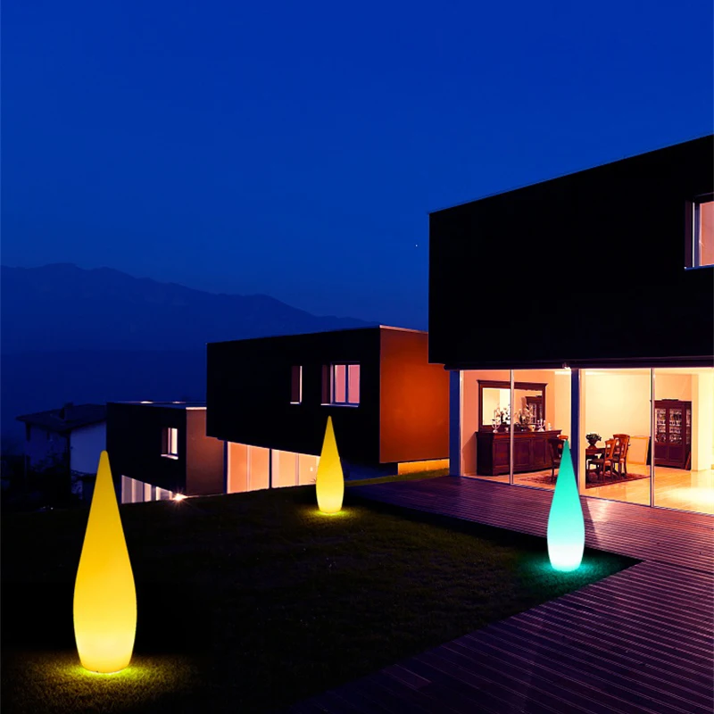Outdoor Solar Lamp LED RGB Modern Droplet Shape Waterproof IP65 with Remote Control Decor Home Hotel Corridor Gadern Lawn Lights