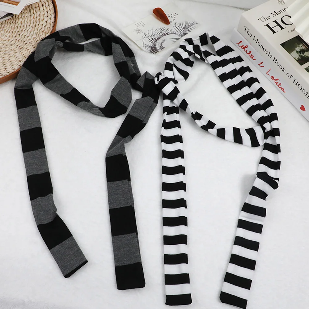 Hot Striped Women Narrow Long Scarf Classic Black And White Stripe Decorative Scarf  Y2K Spicy Girls Neckerchief Wrap Choker