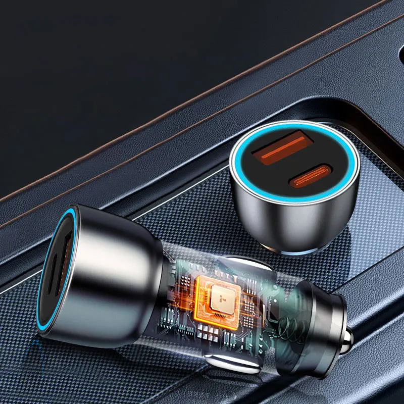 USB-Autoladegerät PD 30W Typ C QC3.0 Schnelllade-Handy-Netzteil PD-Schnellladegerät im Auto für iPhone Samsung Xiaomi