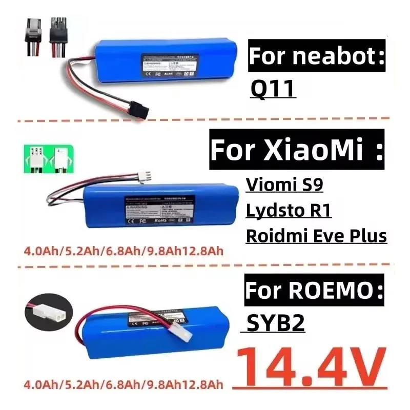 ※Rechargeable Li-ion Battery for Xiaomi Lydsto R1 Viomi S9 Roidmi Eve Plus Neabot Q11 ROEMO SYB2 Robot Vacuum Cleaner Battery