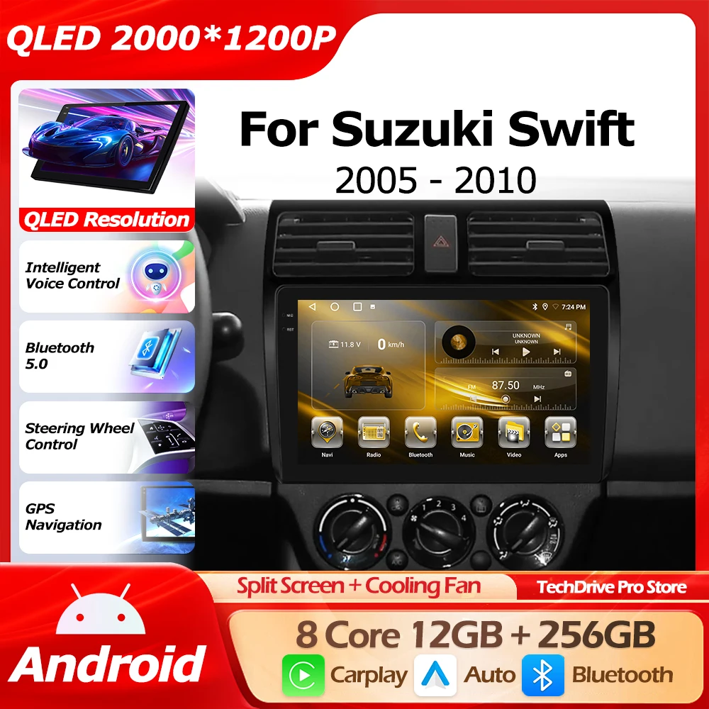 

For Suzuki Swift 2005-2010 Android 16 4G WIFI GPS Navigation Wireless Carplay Auto Lntelligent Multimedia Player Bluetooth