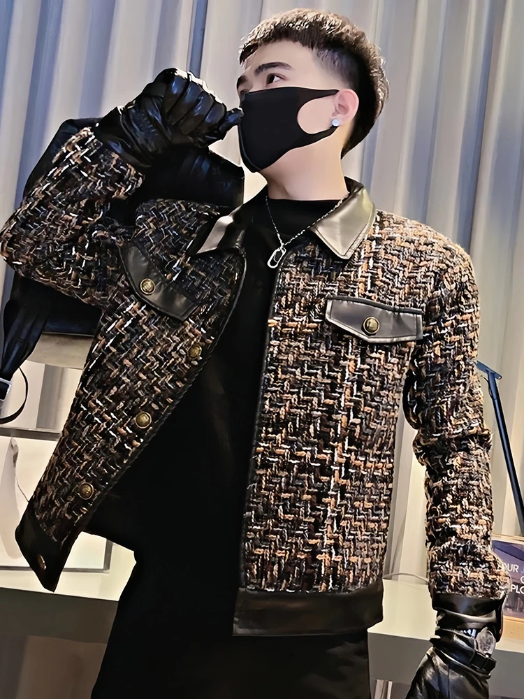 

Роскошный стеганый кожаный джет для мужчин, повседневная верхняя одежда цвета Blo Design, весенняя мояная верхняя одежда от Jonmesan