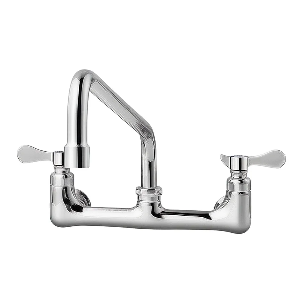 8-Inch Commercial Kitchen Faucet Made from Solid Brass for Hot and Cold Water Mixing in Restaurant Environments