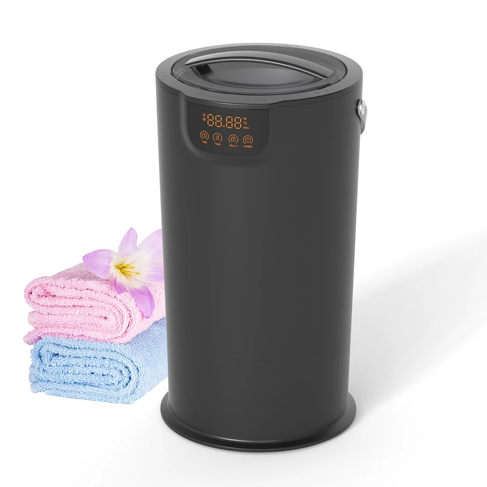 

500W LED Display Smart Heated Towel Bucket Portable 26L Towel Warmer with Transparent Lid Timer Control and PU Handle Optional