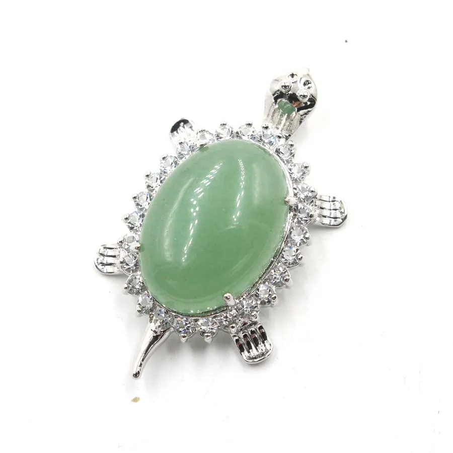 Sea Turtle Oval Crystal Bead Pendants Reiki Pendulum Natural Stone Charms Crystal Fashion Jewelry Wholesale 10pcs