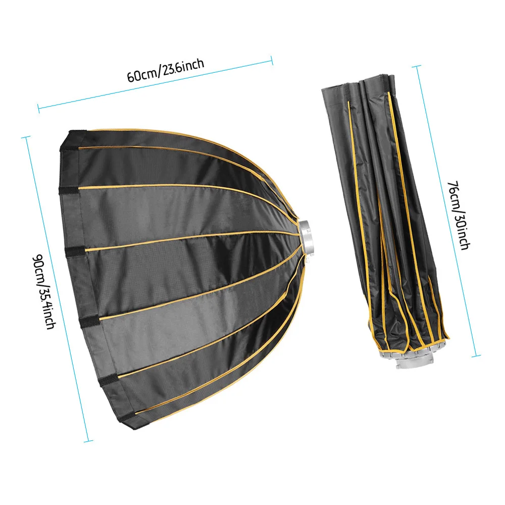 

Quick Set-up Folding Deep Parabolic Umbrella Softbox with Grid Carry Bag Diameter 120cm /47.2inch for 120D