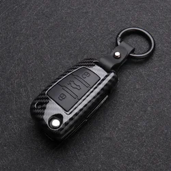 ABS Carbon Fiber Car Key Case Silicone Cover Protector For Audi A3 A4 A5 A5 A6 A8 C5 C6 8L 8P B6 B7 B8 RS3 Q3 Q7 TT 8V Keychain