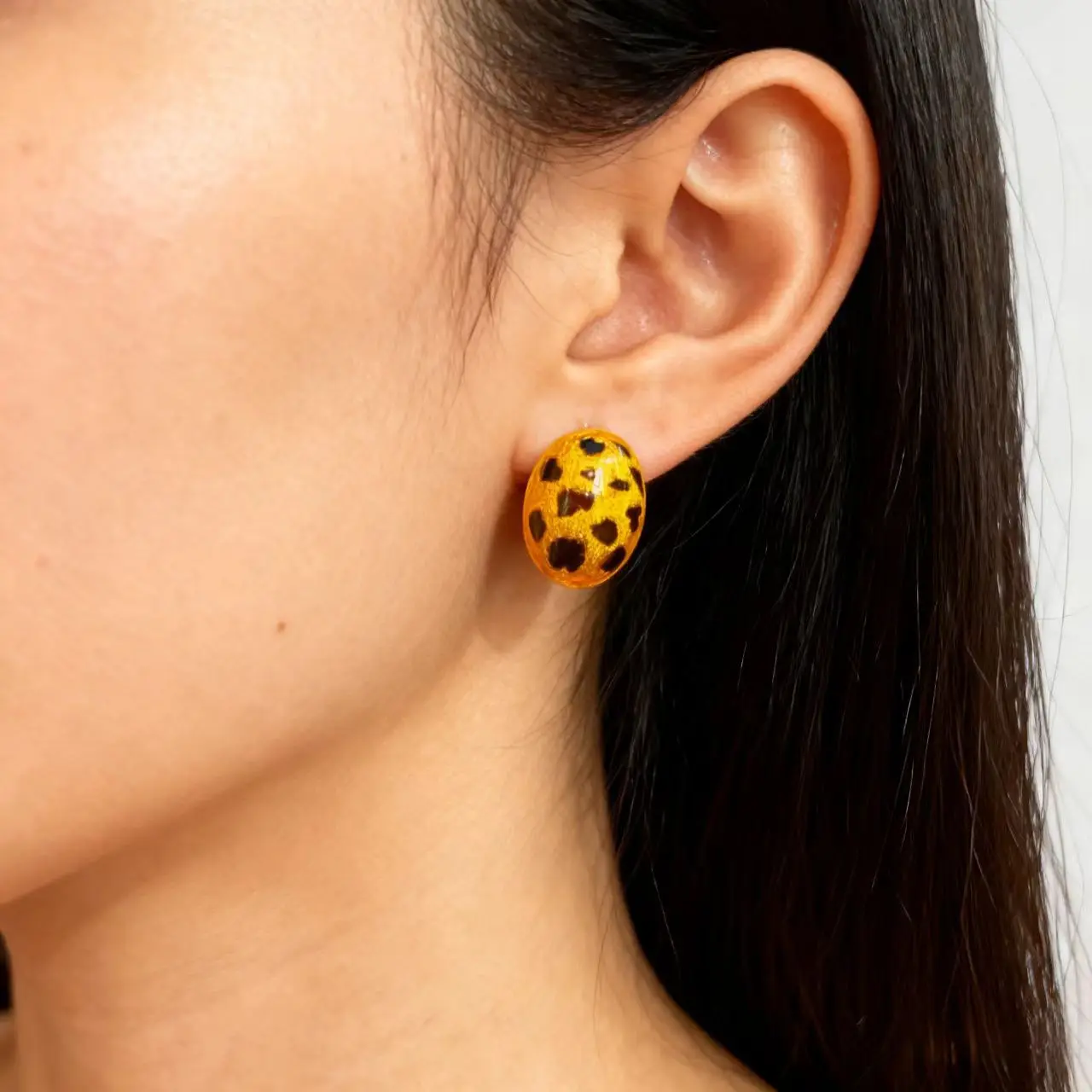 18kt Gold Color Leopard-print Egg-shaped Earring for Women Sparkling Stud Earrings Wedding Valentine's Day Birthday Jewelry