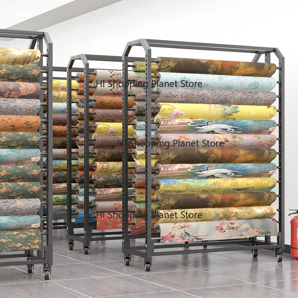 High Quality Showroom Floor Carpet Rug Mat Gift Flower Wrapping Paper Textile Fabric Curtain Sample Metal Display Rack Stand