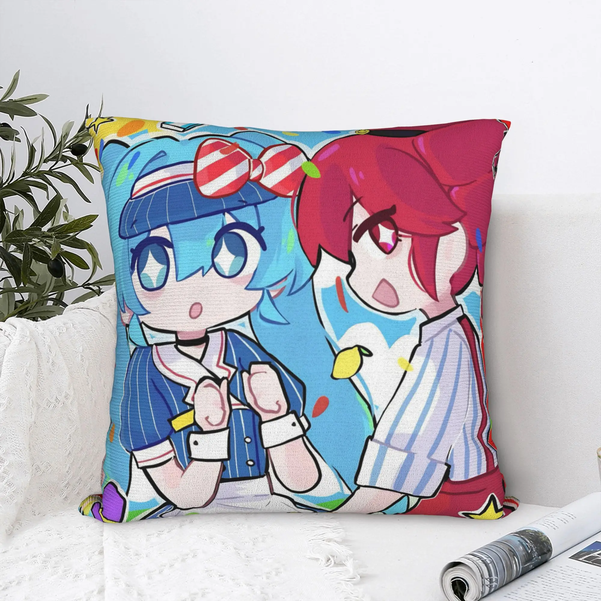 Housse de coussin en Polyester, taie d'oreiller décorative, motif dessin animé, carrée, 40x40cm, Mesmerizer Kasane Teto