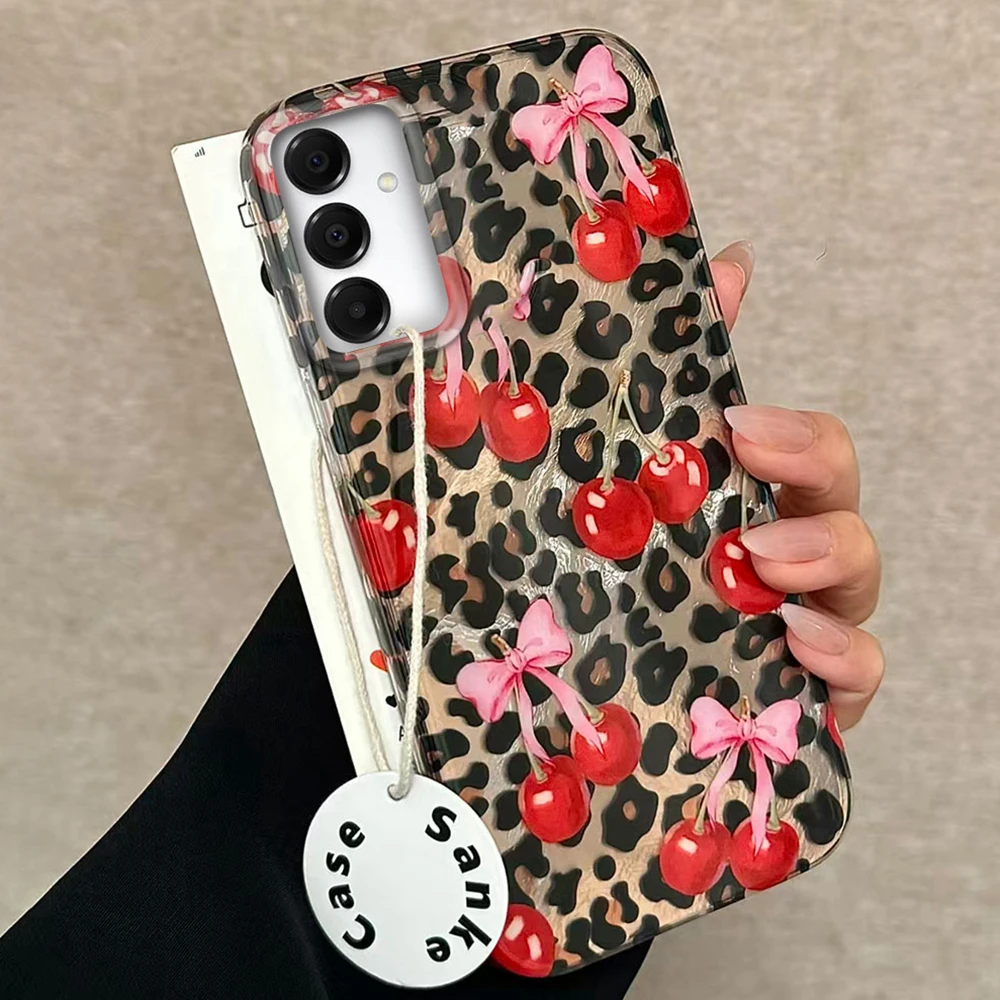 

Brown Leopard Cherry Phone Case for Samsung Galaxy A55 A17 A07 A56 A36 A26 A16 A53 A06 A14 A34 A54 A15 A25 A35 A12 A22 A13 Cover
