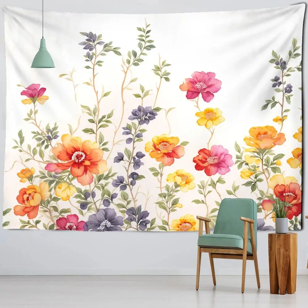 VIKAMA Boho Tapestry Wall Hanging Floral Fern Leaves Nature Landscape Aesthetic Home Decoration
