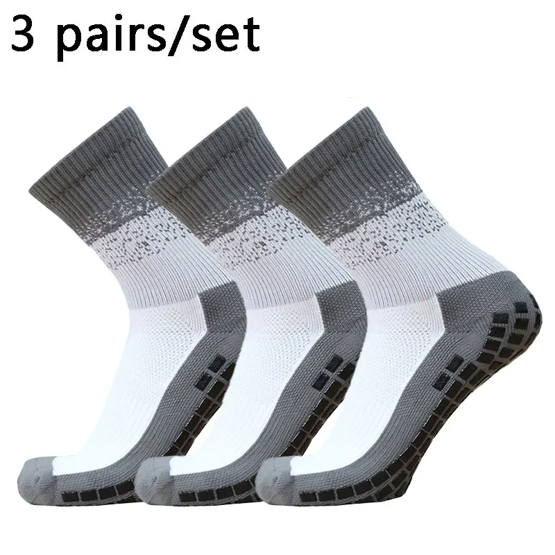 3pairs New Men Women Color Stitching Football Socks Sports Square Silicone Non-slip Grip Soccer Socks calcetines hombre