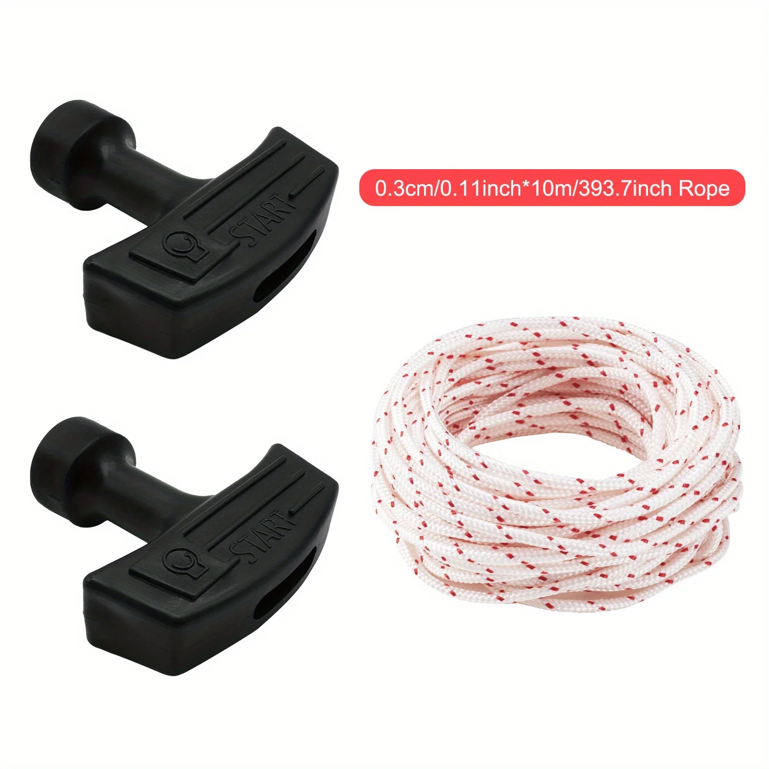 LUSQI Rückstoßstarterseil, 10 m x 3 mm, Zugseil mit 0/1/2/3 Startergriffen für Rasenmäher-Motorteile – Detail 9