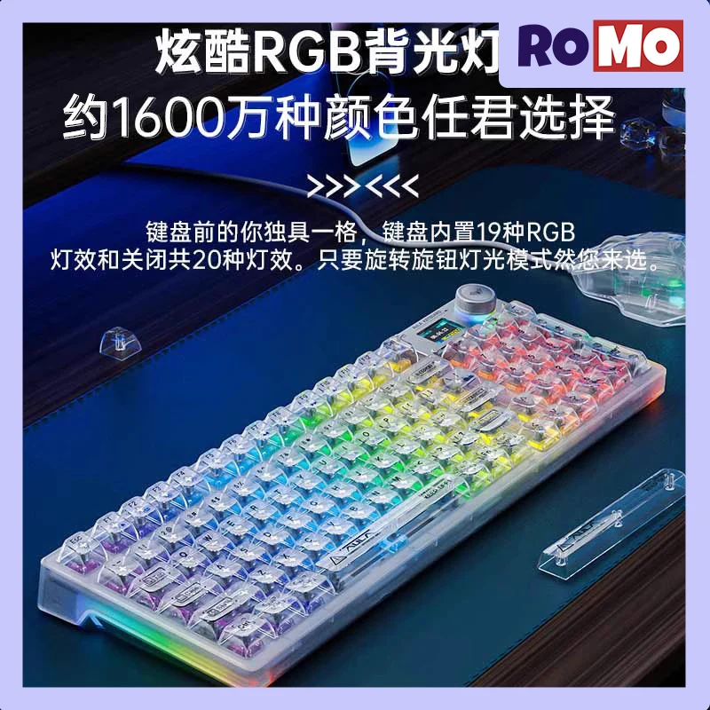 Imagem -02 - Pro Teclado Mecânico sem Fio Teclado Gamer Transparente 98key Modos Aula-f98