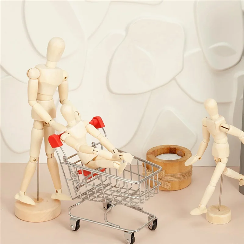 AINY-9 Pcs Artist Mannequin Model Wooden Manikin Drawing Moveable Figure Model With Stand Flexible Jointed Mannequin Durable