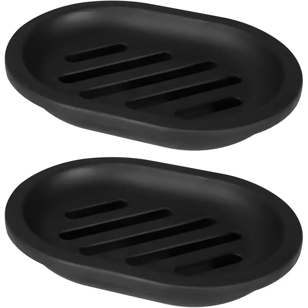 

2-Piece Soap Dish Set with Drain Tray - Plastic Holders for Shower and Kitchen Sink, Easy Clean, Keeps Soap Dry