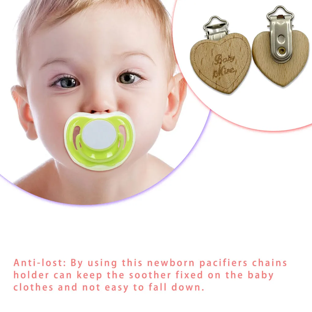 Infant Wood Pacifiers Anti-lost Chain Clip Soother Nipple Clips Clasp