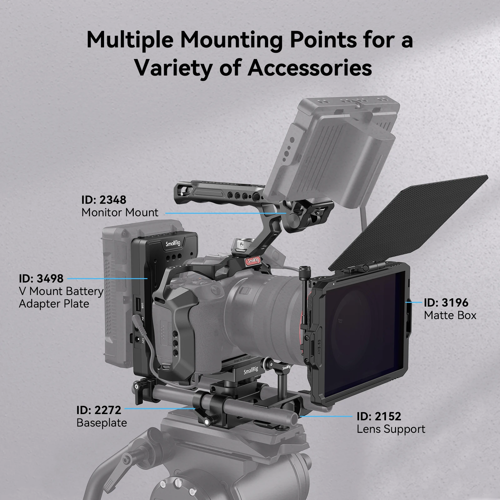 SmallRig 3830C Handheld Cage Kit For Canon EOS R5 R5C R6 ARRI Top Handle Cable Clamp Cold Shoe Pro Shooting Video Rig Accessory