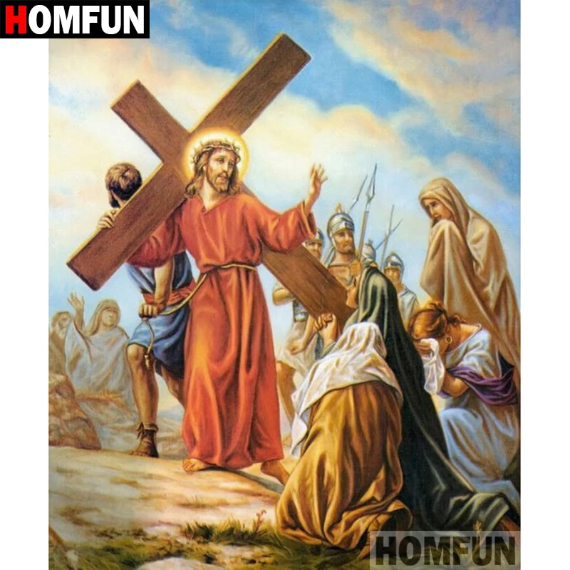 

HOMFUN 5D DIY Diamond Painting Full Square/Round Drill "Religious Jesus" Embroidery Cross Stitch gift Home Decor Gift A09318