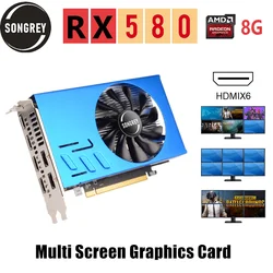 SONGREY AMD RX 580 8gb R7 350 Graphics Card Multi- display 2048SP GDDR5 256bit 6 HDMI Multi Screen Splicing Video Card GPU EDID