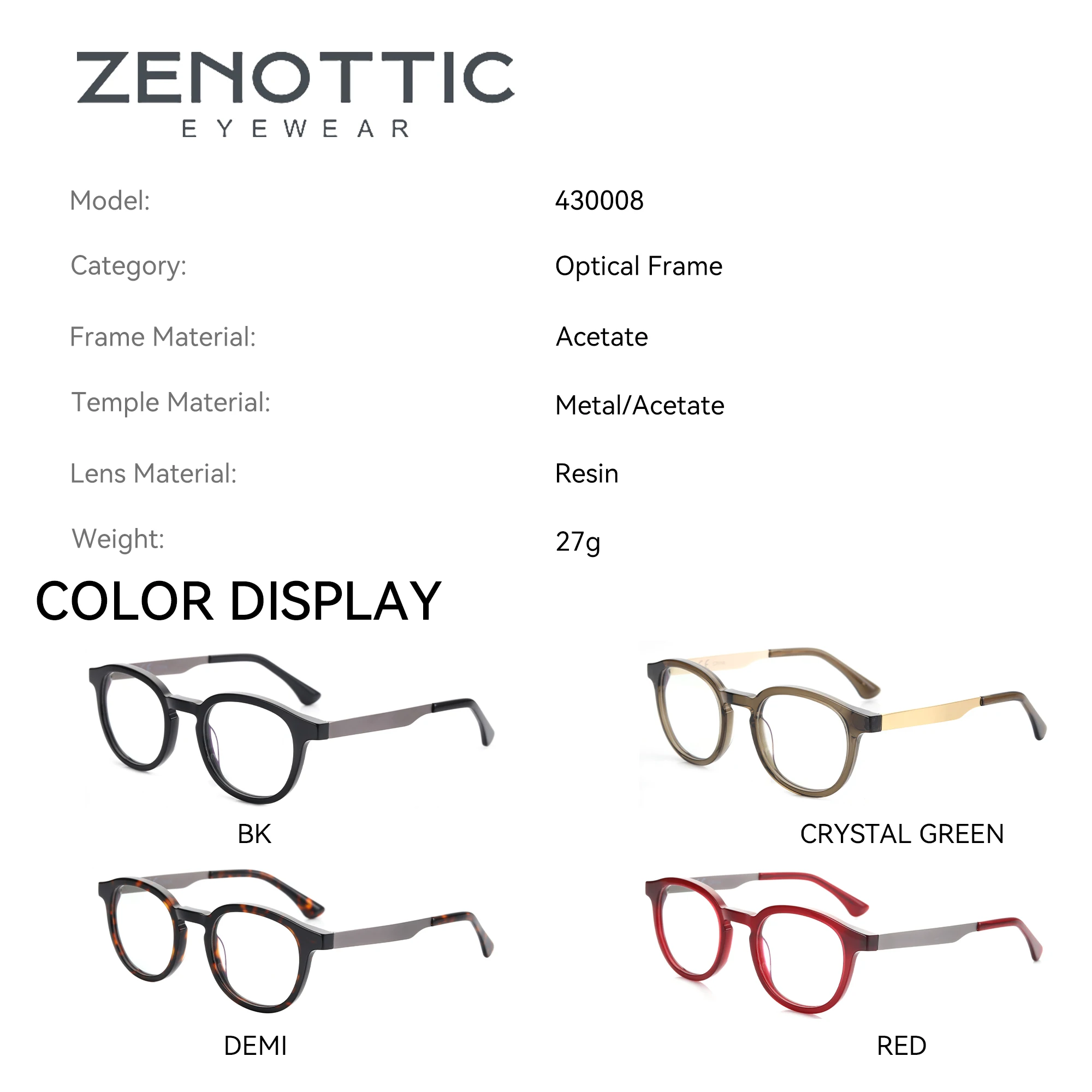 ZENOTTIC 2025 نظارات طبية من الأسيتات نظارات بصرية تقدمية مستديرة للرجال والنساء عدسات قصر النظر مضادة للضوء الأزرق #4