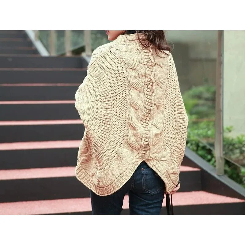 2025 Autumn and Winter New Knitted Sweater Casual Loose Bat Sleeve Shawl Coat Sweater Cardigan 3