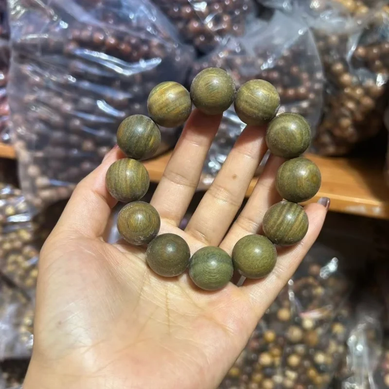 

Green Buddhist Round Beads Vintage Style , Sandalwood 108 Bead Bracelet for Couples, Wholesale