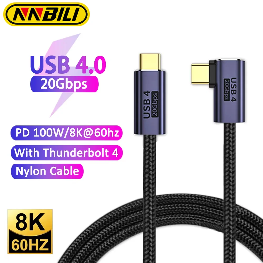 NNBILI USB4 Thunderbolt 3 Datenkabel PD 100W 5A 20GB 40GB 8K@60HZ Schnelles Laden USB Typ C zu Typ C Kabel für Macbook Pro
