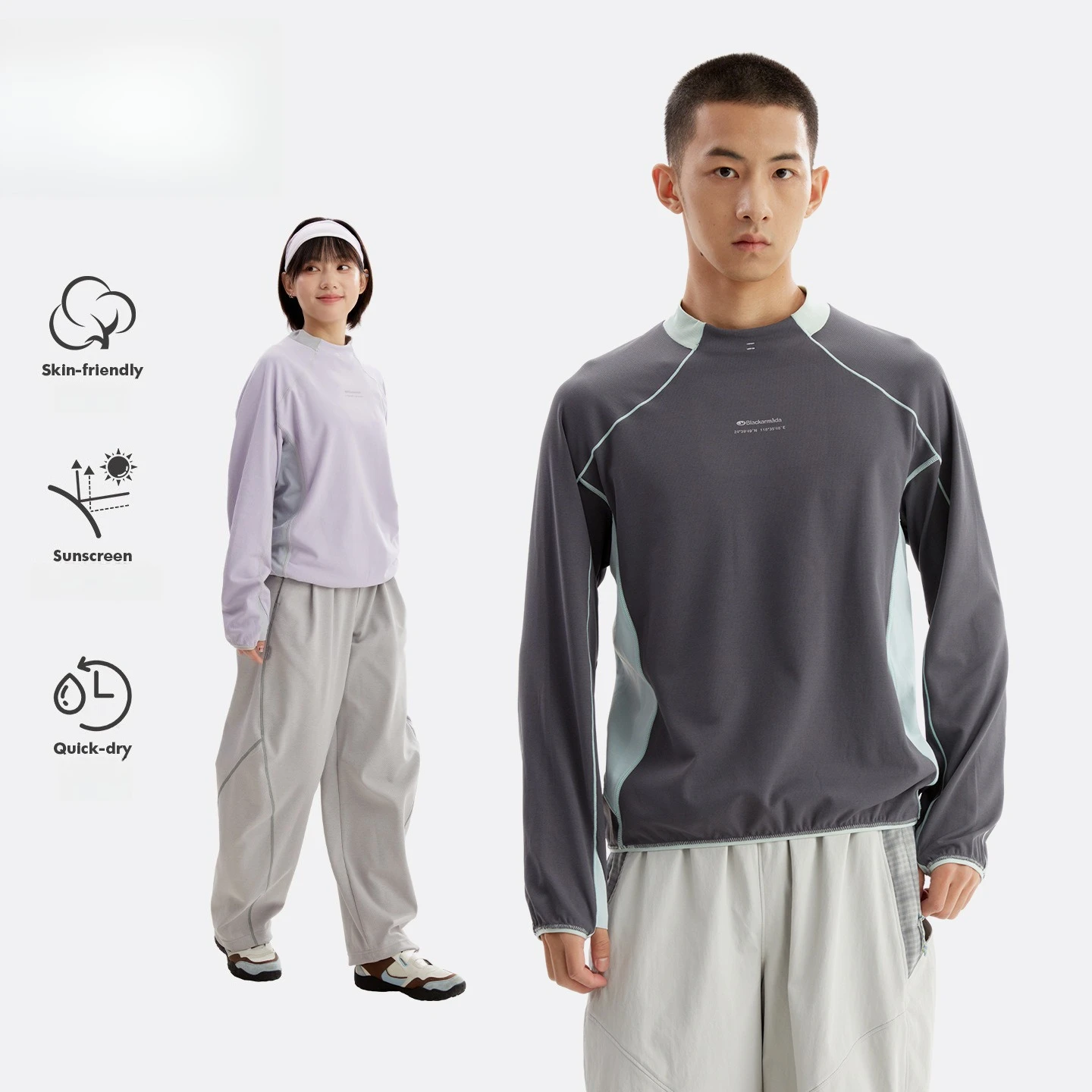 Men's Outdoor High-Neck Long Sleeve T-Shirt - Quick-Dry Sun Protection Top with Reflective Strips & Thumbholes Running & Hiking