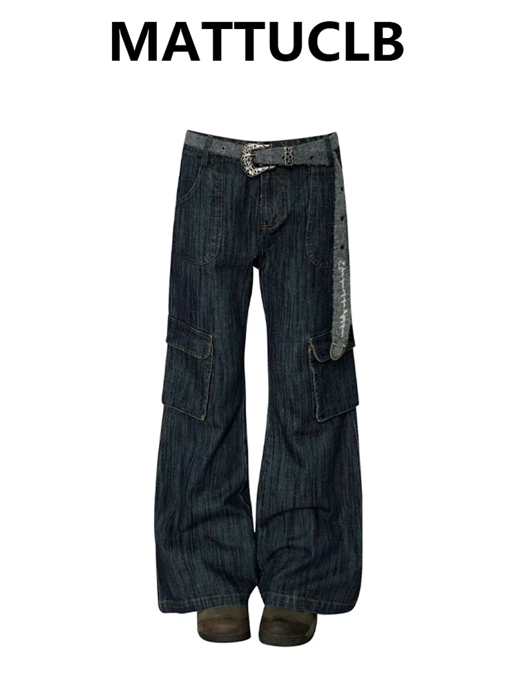 

Winter Women's Denim Pants Y2K Wide Fit Baggy Jeans Korean Cowboy Cargo Pants Boyfriend High Quality Flared Pants Bell Bottom