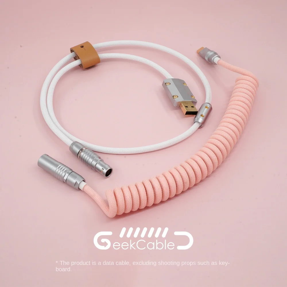 

Off the shelf GeekCable manual customized keyboard data spiral wire rear air plug series woven pink