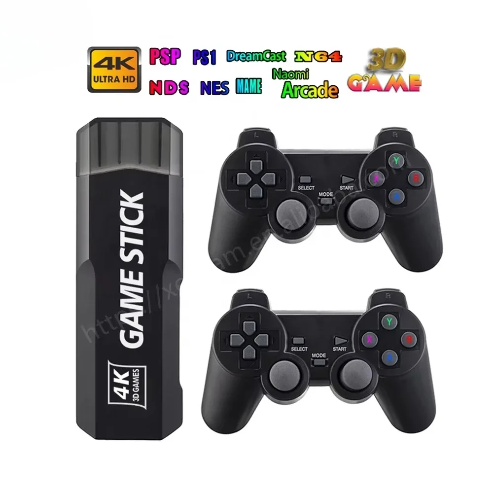 GD10 Game Stick 4K YE Mini Retro X2 Video Game Console For N64 2.4G Wireless Controllers HD 40000 Classic Games For PSP/N64/PS1