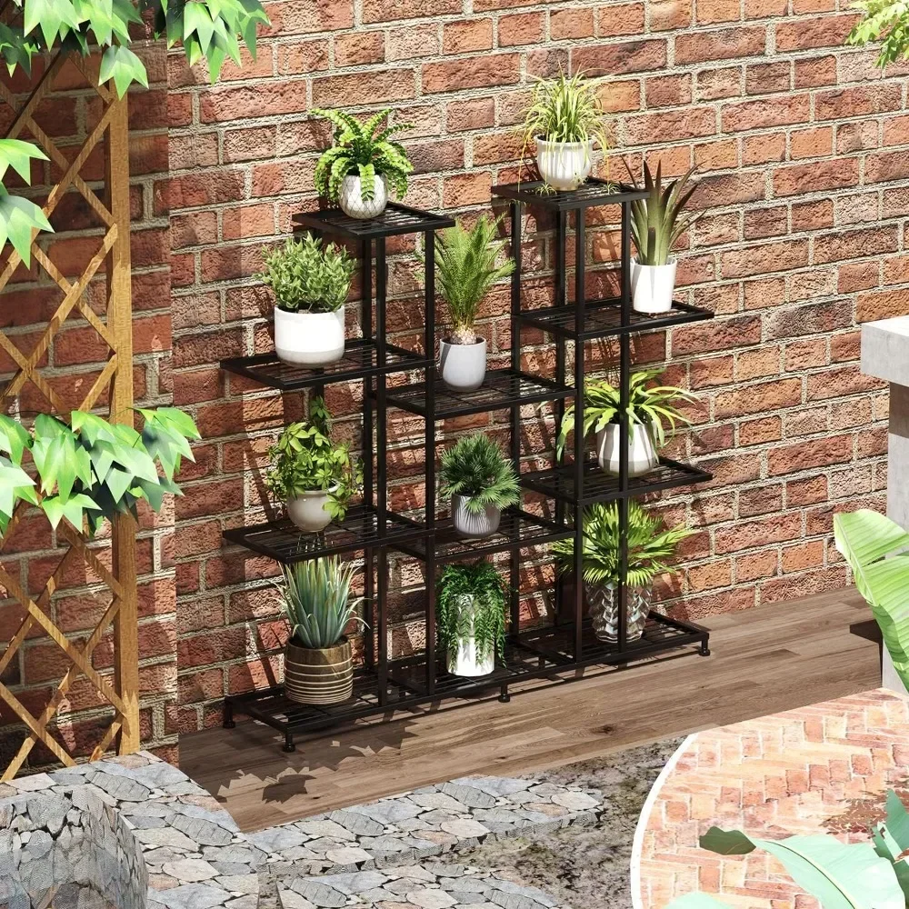 

Plant Stand Large Indoor Plant Stands Decorative Black Steel Plant Shelf for Indoor Patio Garden Balcony and Yard Free Shipping