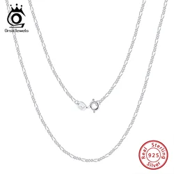 ORSA JEWELS Soild 925 Sterling Silver 1.7mm Figaro Chain Necklace Women Men Simple Figaro Link Chain Choker Lobster Clasp SC27