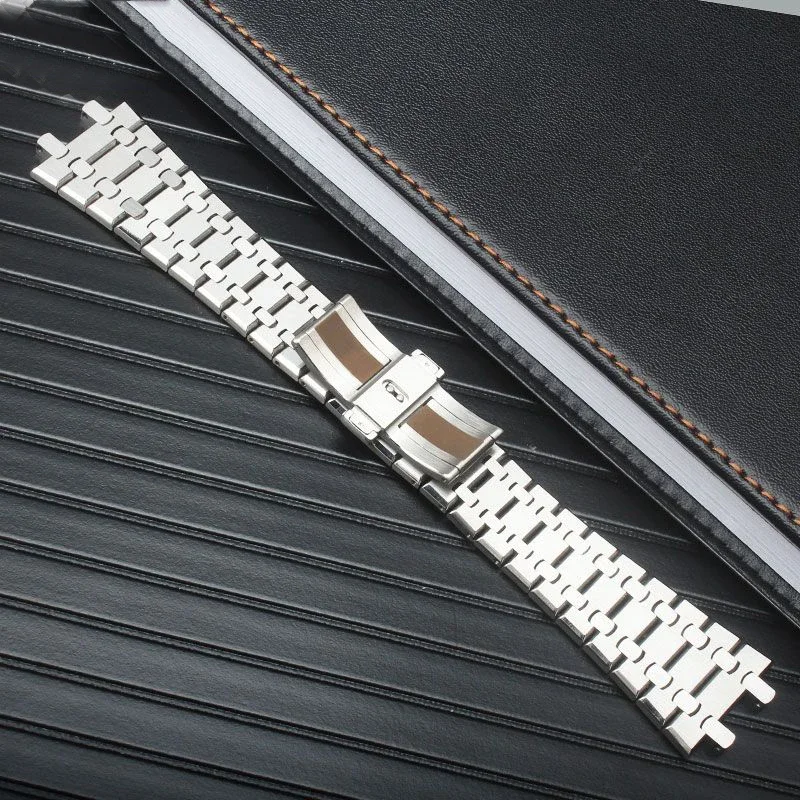 26mm 28mm  Silver 316L Stainless Steel Bracelet For AP 15400 Audemars Piguet Royal Oak Strap Men Watch Band