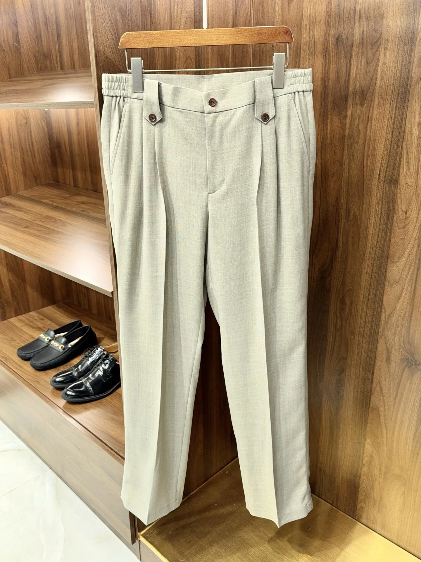 Italian LP linen blended mulberry silk, light luxury business commuter straight casual trousers
