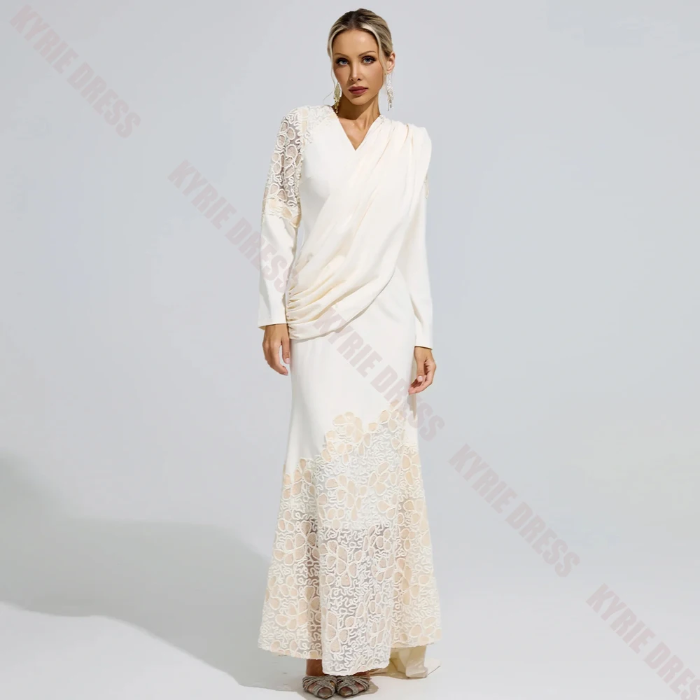 Mother of The Bride Dresses 2026 Customized V Neck with Streamer Ruffle Lace Women Simple Wedding Guest Gown Party Evening Dress