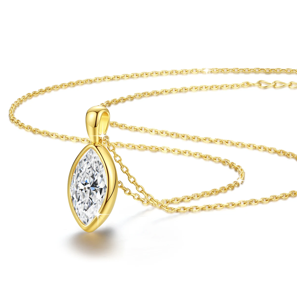 

AU585 Золото 14 К Огранка Маркиза Муассанит Ожерелье Женское Ожерелье Форма Листья Ключицы Цепь Капли Воды Алмазные Ожерелья