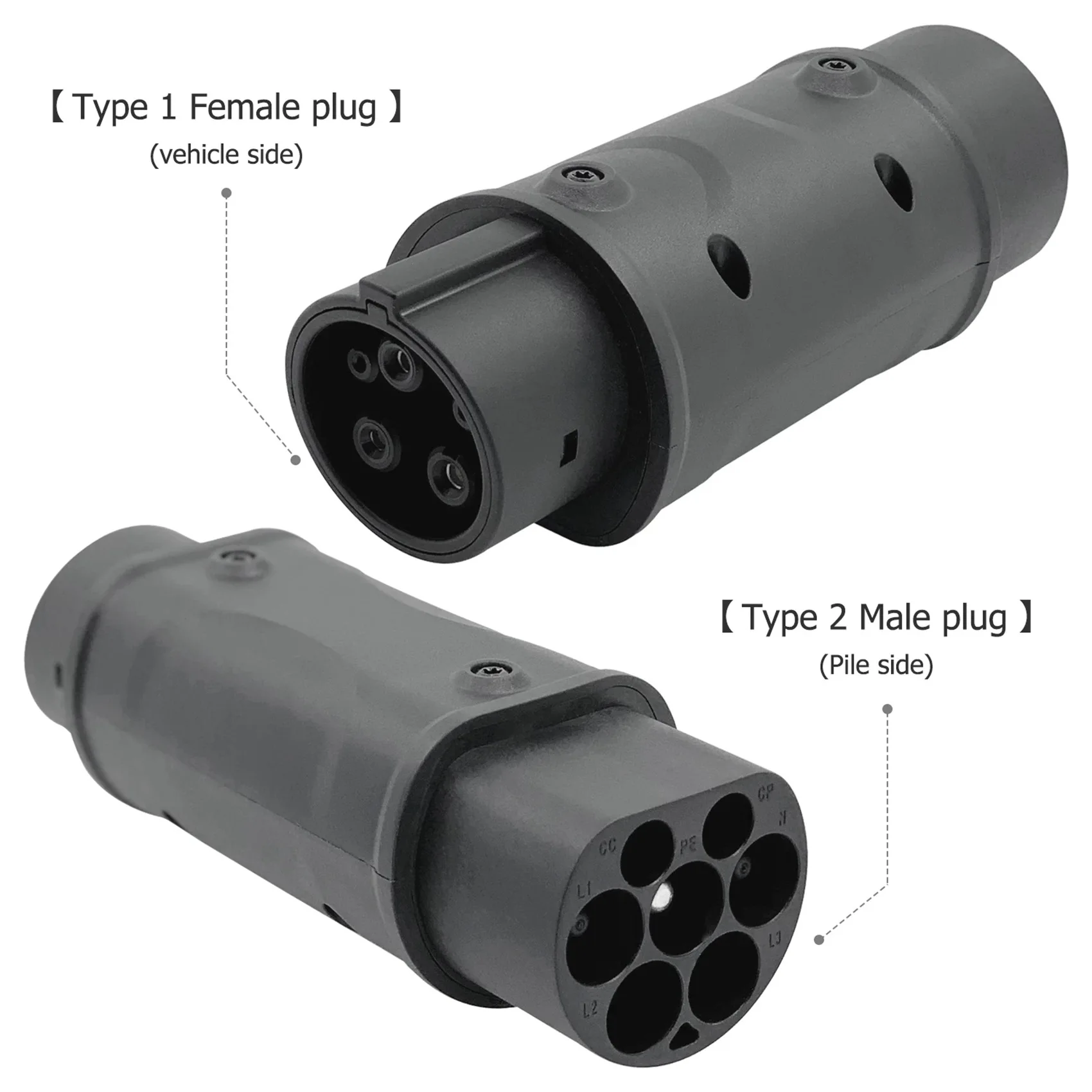 Adaptateur SAE IEC 62196 2 à J1772 Type 1 pour Voiture Électrique Station de Charge 32A, Connecteur Latéral, Chargeur de Véhicule EV