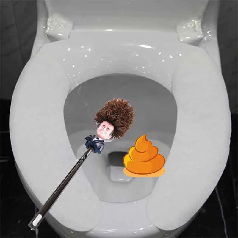 Hot Sale Emmanuel Macron WC Toilette France President Toilet Brush Make The Toilet Great Again Toilet Brush Bathroom Products