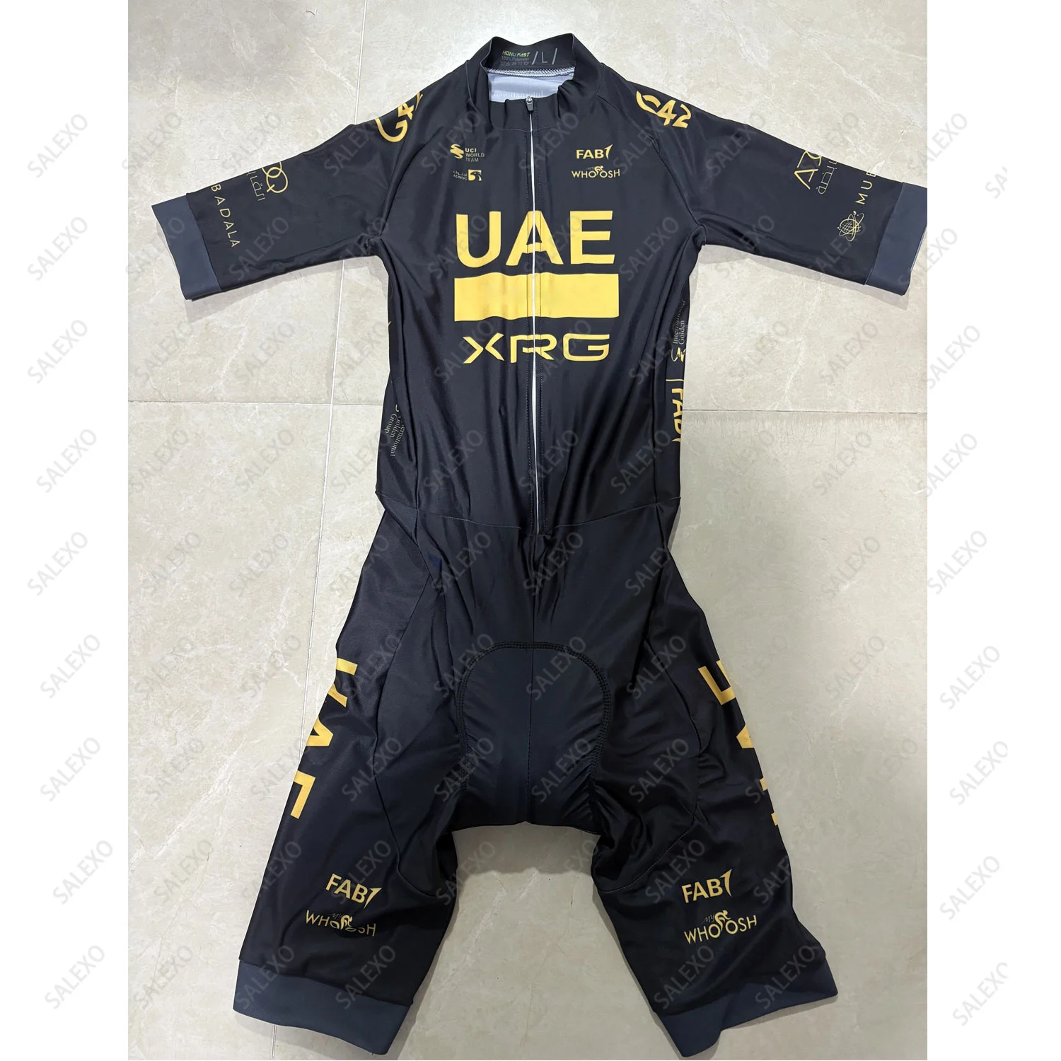 

UAE One Piece Skinsuit Summer Men's Black Racing Jumpsuit Cycling Suit Short Sleeve Cycling Clothing Mono De Ciclismo Hombre