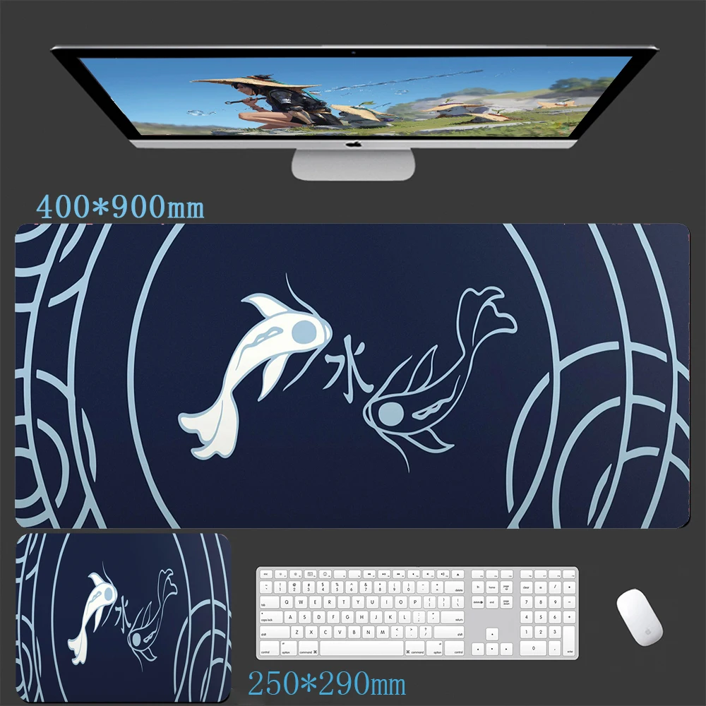 Koi Fish Mouse Pad Carpet PC Gamer Keyboard Mousepad Xxl Large Mouse Pad 90 * 40cm Chinese Style Mat Gaming Accessories Deak Mat