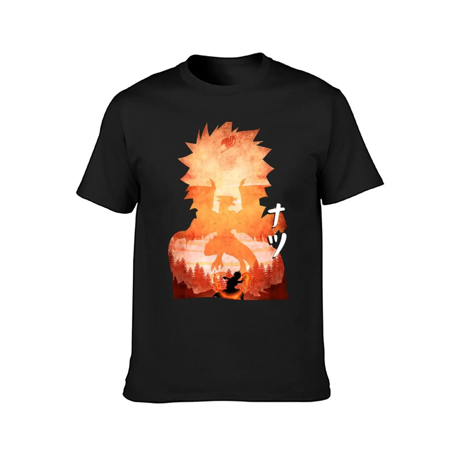 Natsu Dragneel Minimalist Silhouette T-Shirt kawaii clothes plus size tops funny t shirts for men