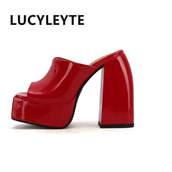 2022 High-quality High-heeled Shoes Ladies Slippers Platform Women's Shoes Buckle Straps Ladies Wedding Microfiber Leather 43